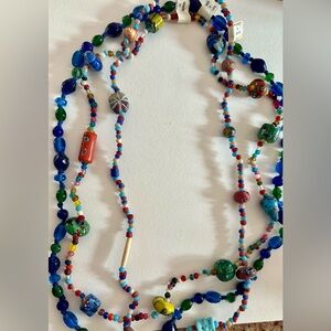 3 Vintage glass multi colored beaded necklaces made in‎ India